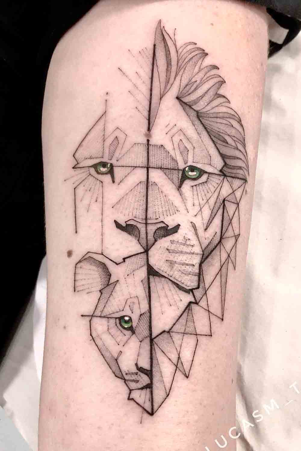 Tatuagem-no-braco-masculina-geometricas-de-leao 